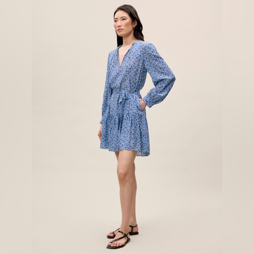 Rebecca Taylor ‘Delft Fleur’ Belted 100% Silk Mini Dress - Size Small